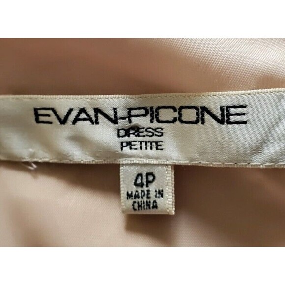Evan Picone Womens Petite 4P Cocktail Dress Beige Lined Sleeveless ALine Bodycon - Picture 5 of 7